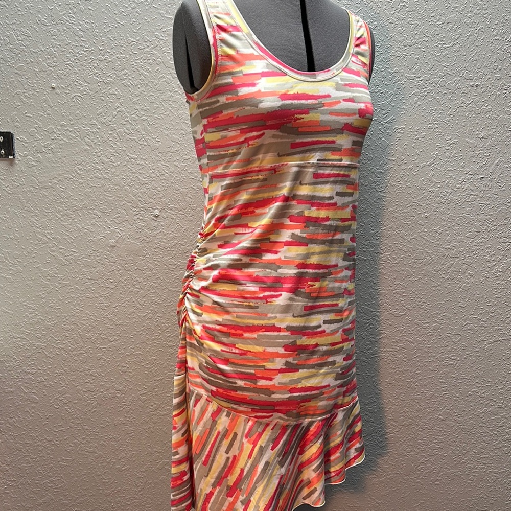 LOLE Ruched Side Colorful Sleeveless Dress Peekaboo Back Medium